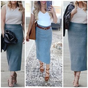 Eileen Fisher Silk/Cotton Midi Pencil Skirt